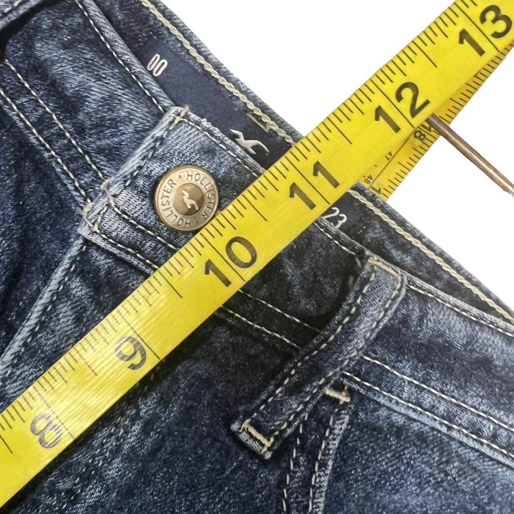 Hollister Ultra High Rise Distressed Cut Off Dark Wash Denim Shorts 00 - Picture 6 of 9